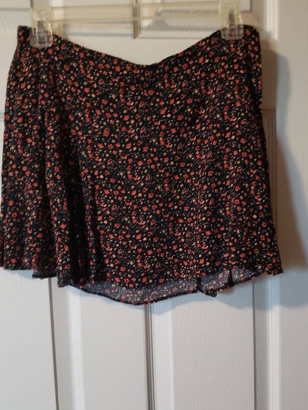 American Eagle Outfitters Black Mini Skirt with Coral Floral Print